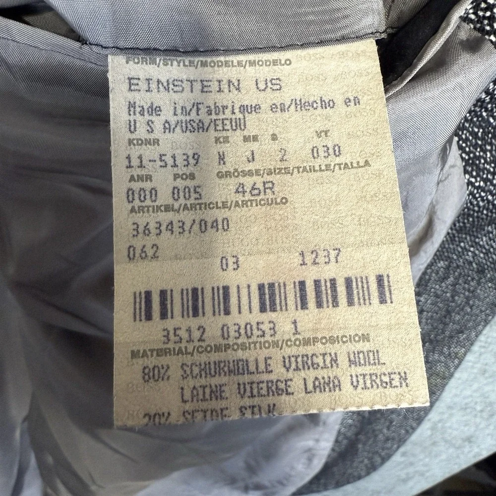 Hugo‎ Boss Sport Coat Men's 46R Gray Einstein Silk Wool Blazer USA